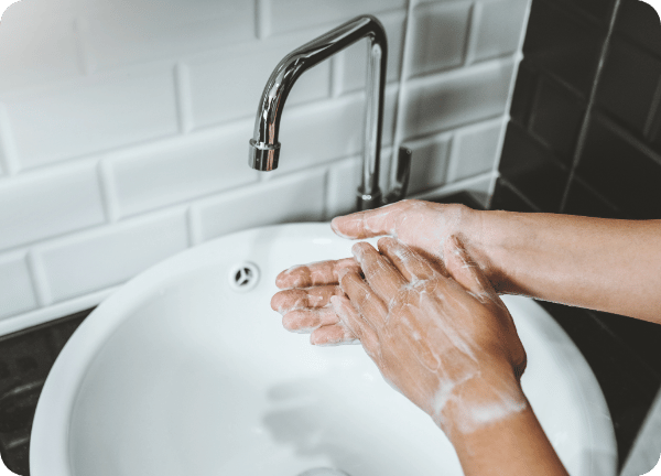Person washing hands